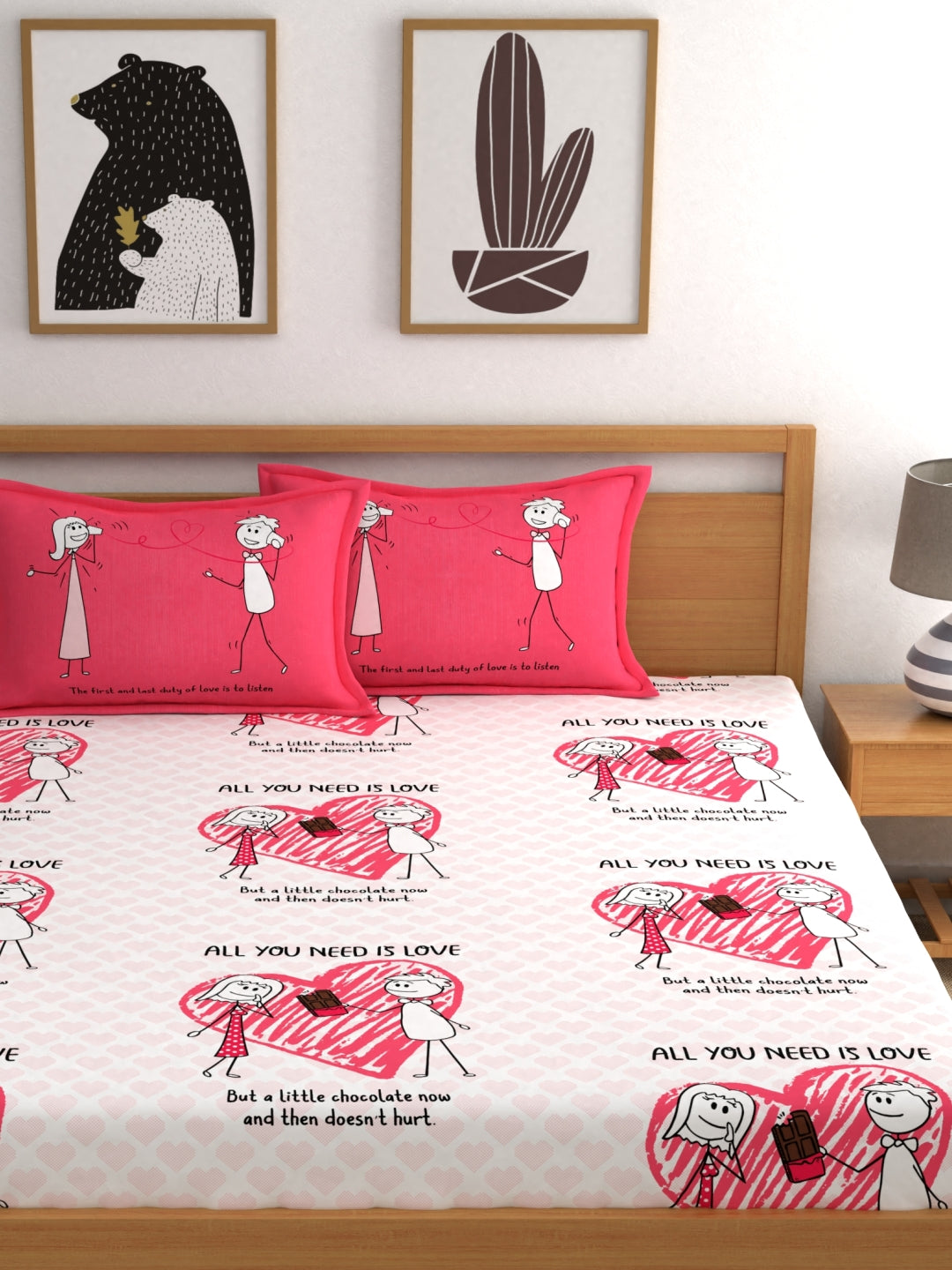 My Room 100% Cotton Children Bedsheet Set | 140 TC | Pink