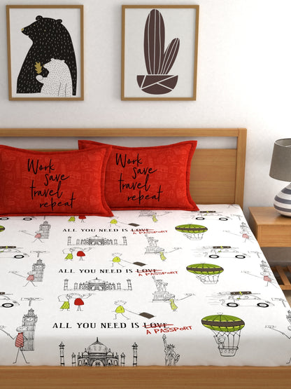 My Room 100% Cotton Children Bedsheet Set | 140 TC | Red