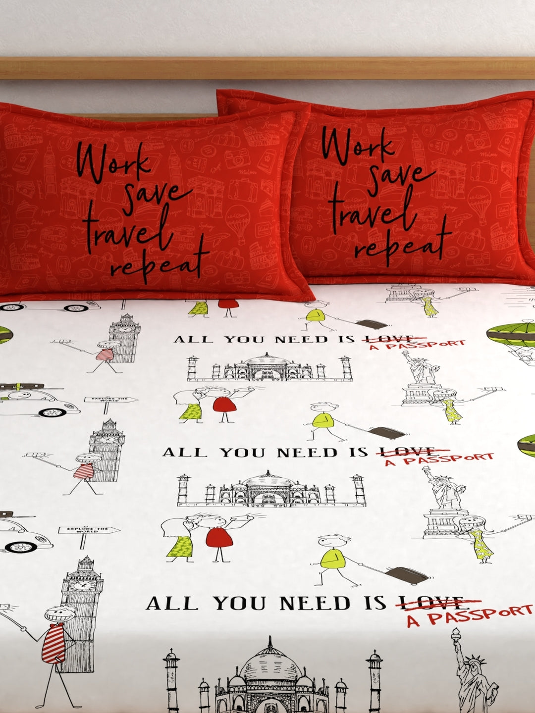 My Room 100% Cotton Children Bedsheet Set | 140 TC | Red