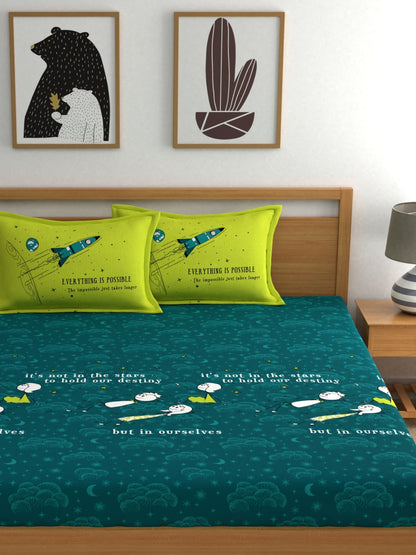 My Room 100% Cotton Children Bedsheet Set | 140 TC | Green