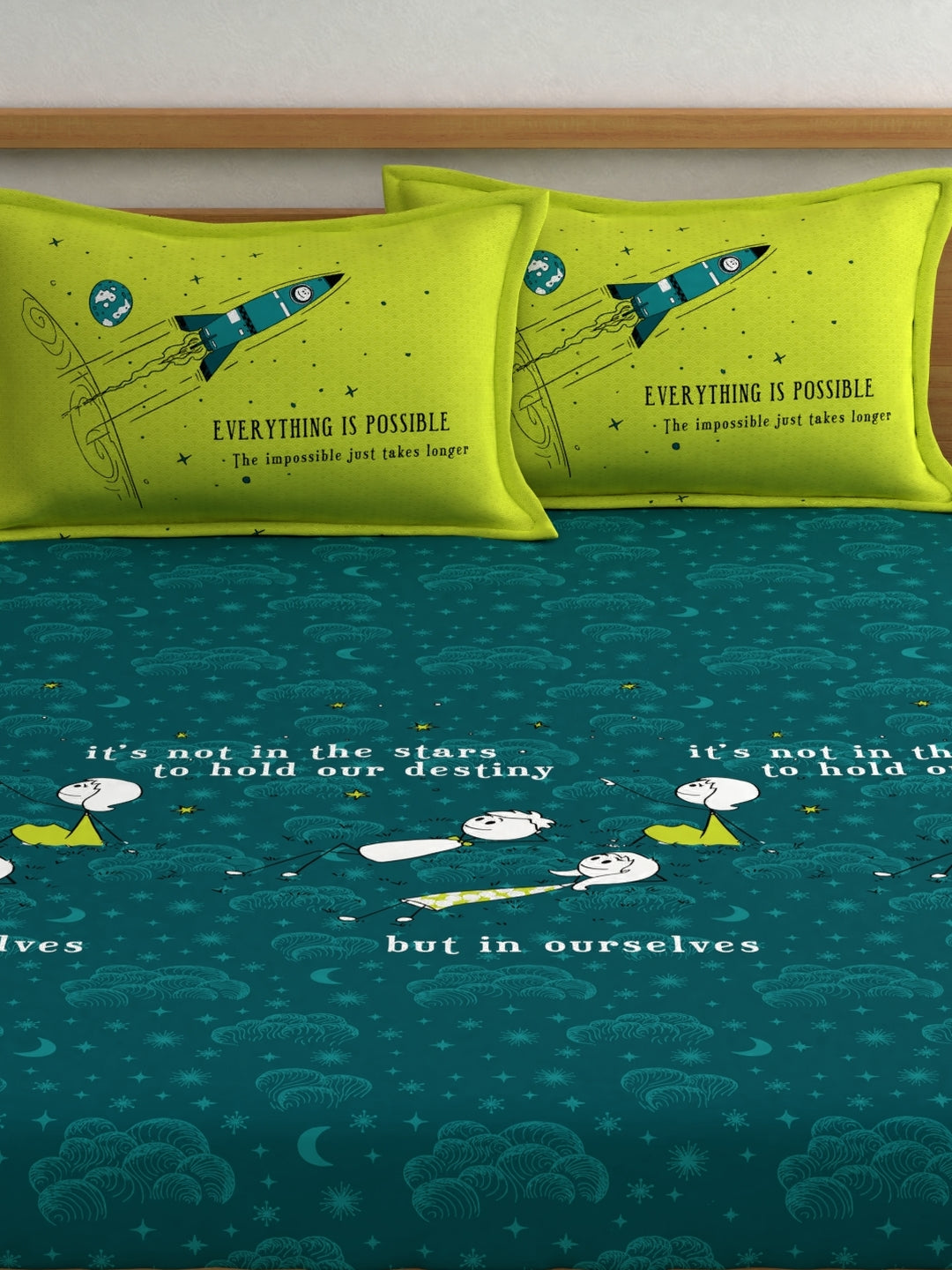 My Room 100% Cotton Children Bedsheet Set | 140 TC | Green