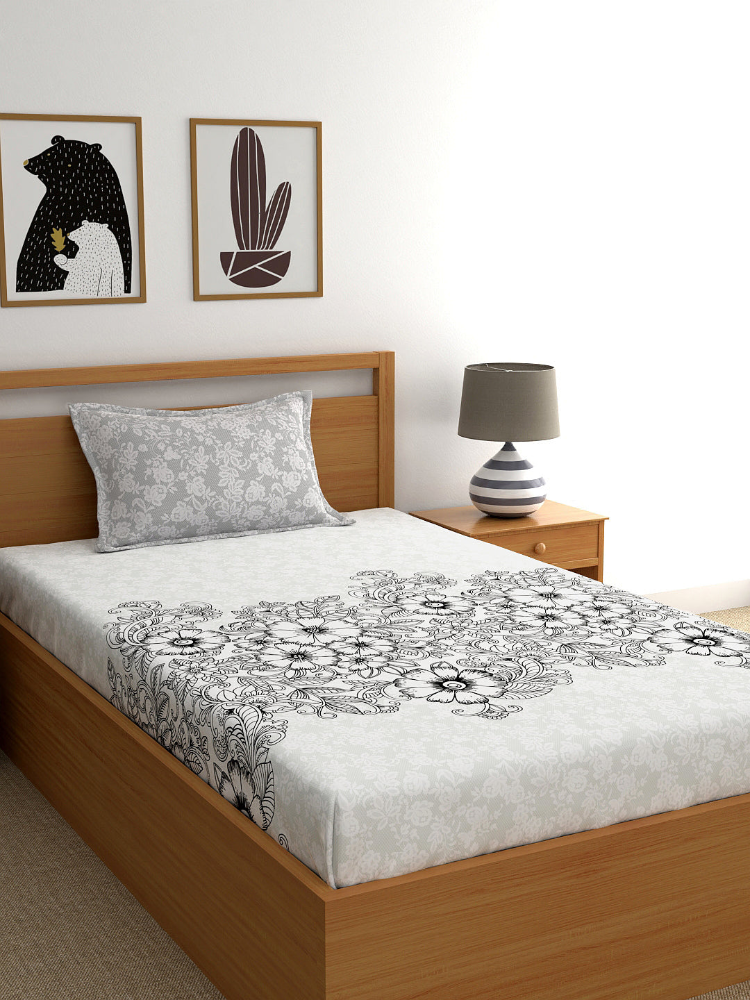 My Room 100% Cotton Floral Bedsheet Set
