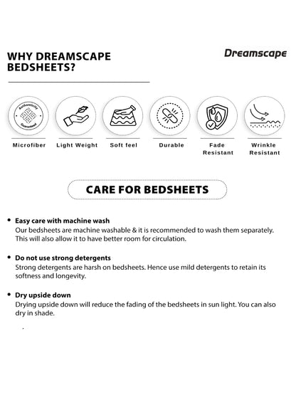 Dreamscape Wrinkle Free Floral Bedsheet Set | 120 GSM | Light Brown
