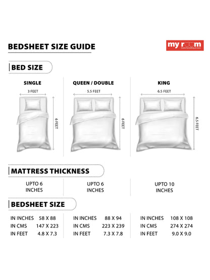 My Room 100% Cotton Floral Bedsheet Set | 140 TC | Light Blue