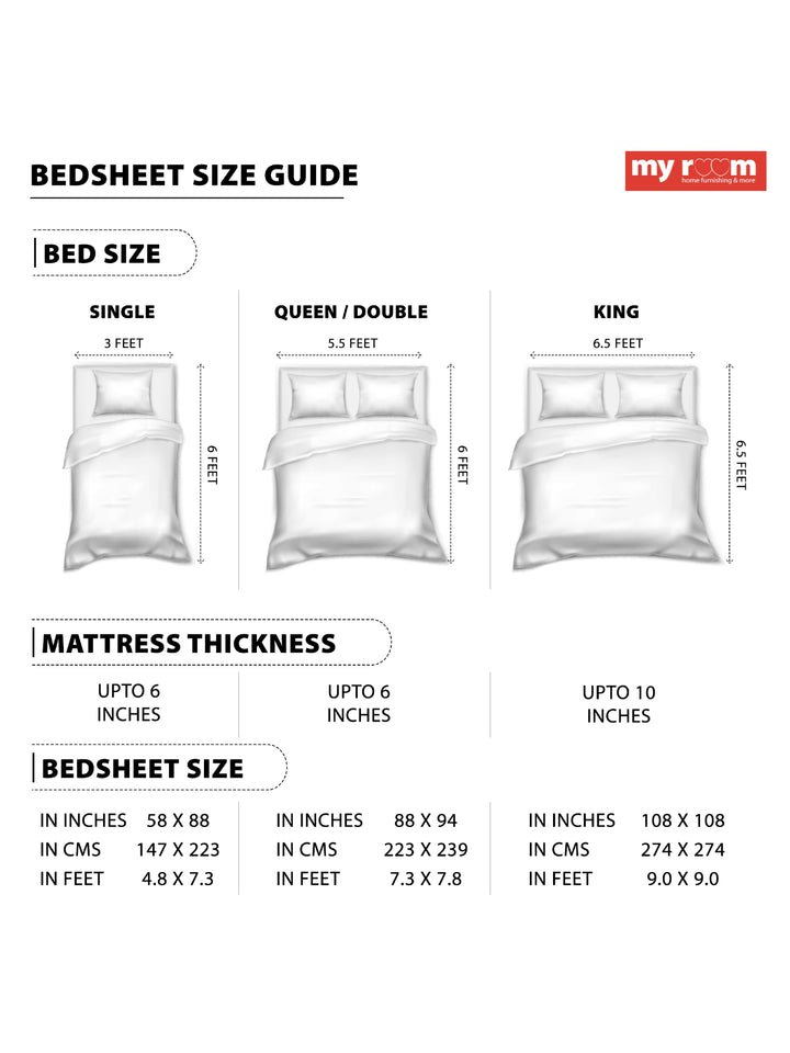 My Room 100% Cotton Floral Bedsheet Set | 140 TC | Yellow