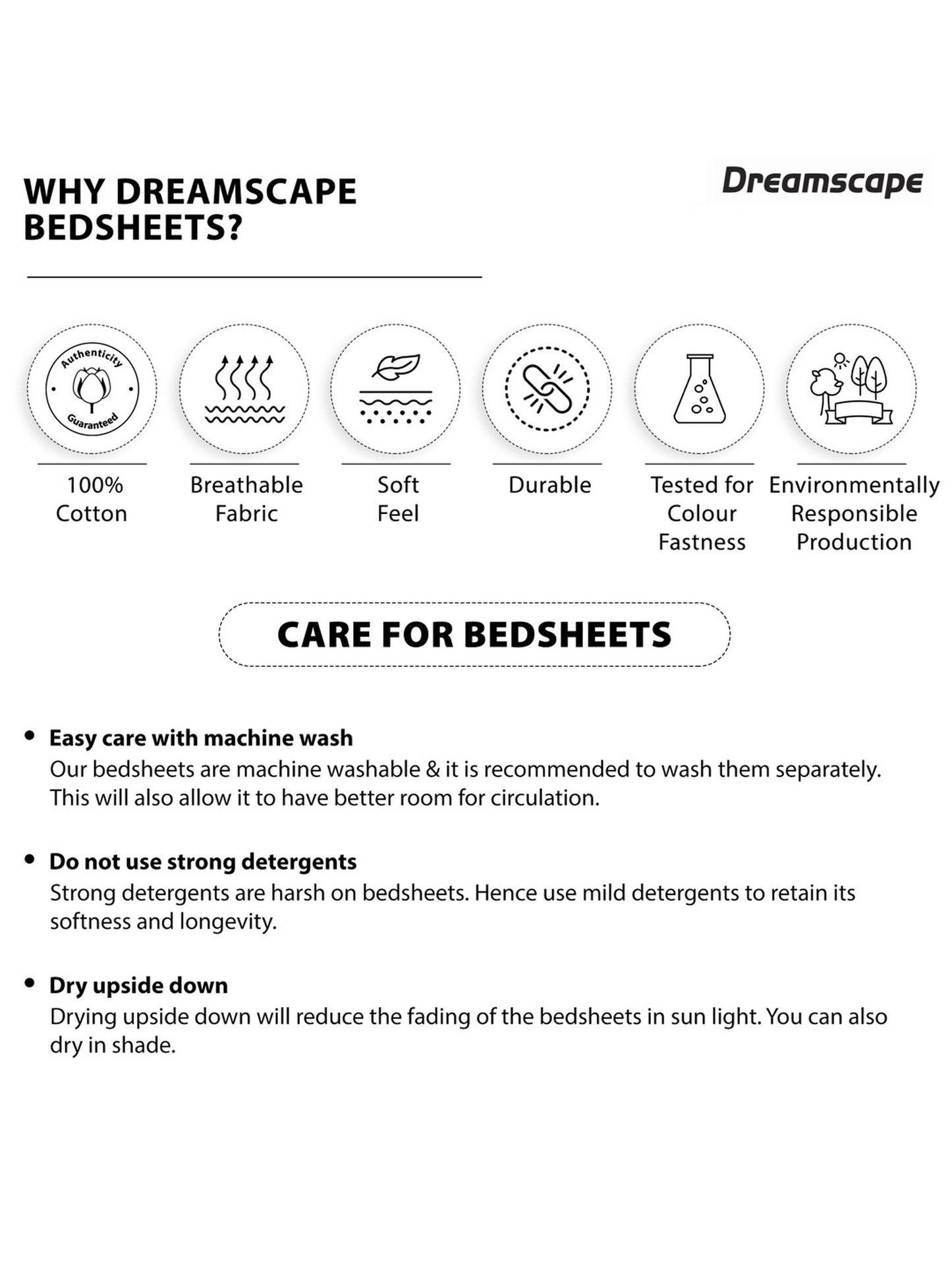 Dreamscape 100% Cotton Fitted Bedsheet with 2 Pillow Covers - (Size 60 x 78 inches, 140 TC, Colour - Peach)