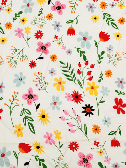 Home Ecstasy Wrinkle and Fade Resistant 150 GSM Floral Quilt (Comforter) - Colour: Off white & Peach