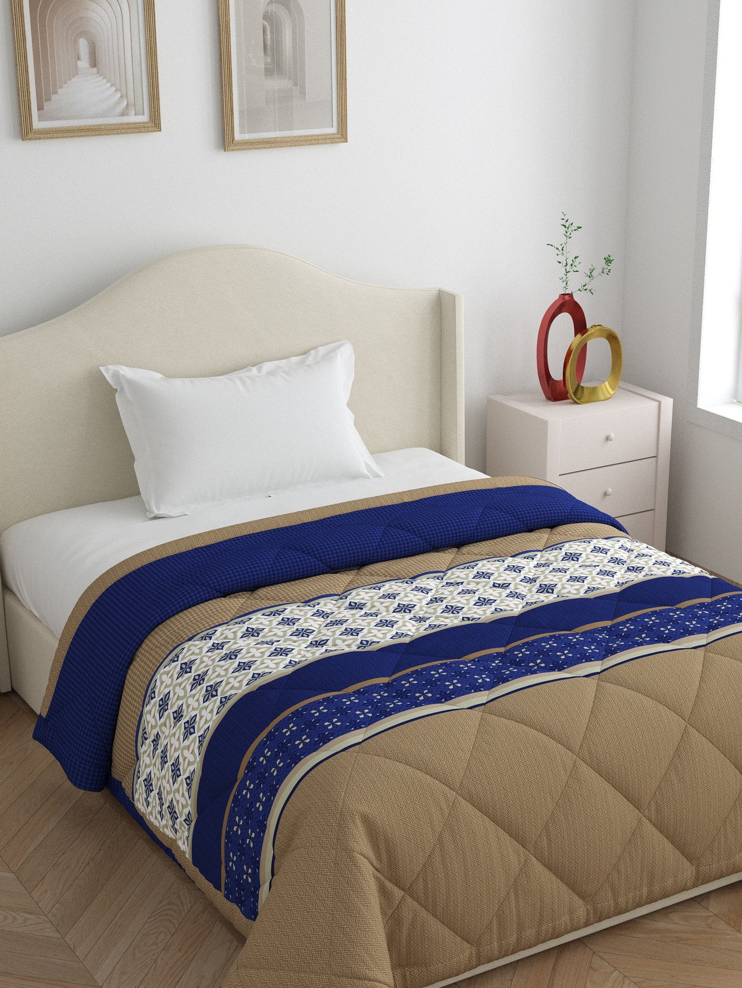 Home Ecstasy 100% Cotton 150 TC Ethnic Quilt - Colour: Blue