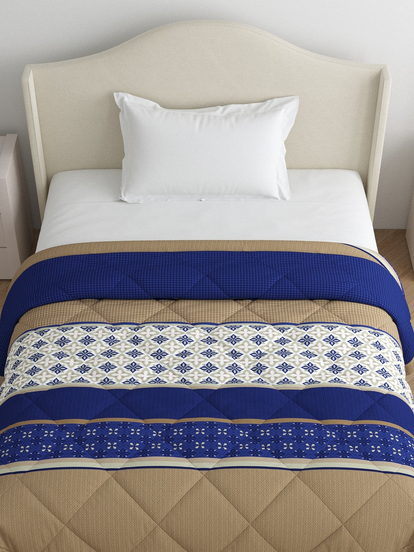 Home Ecstasy 100% Cotton 150 TC Ethnic Quilt - Colour: Blue
