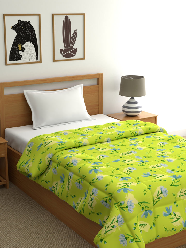 Home Ecstasy 100% Cotton Ethnic Comforter | 200 GSM | Lime Green