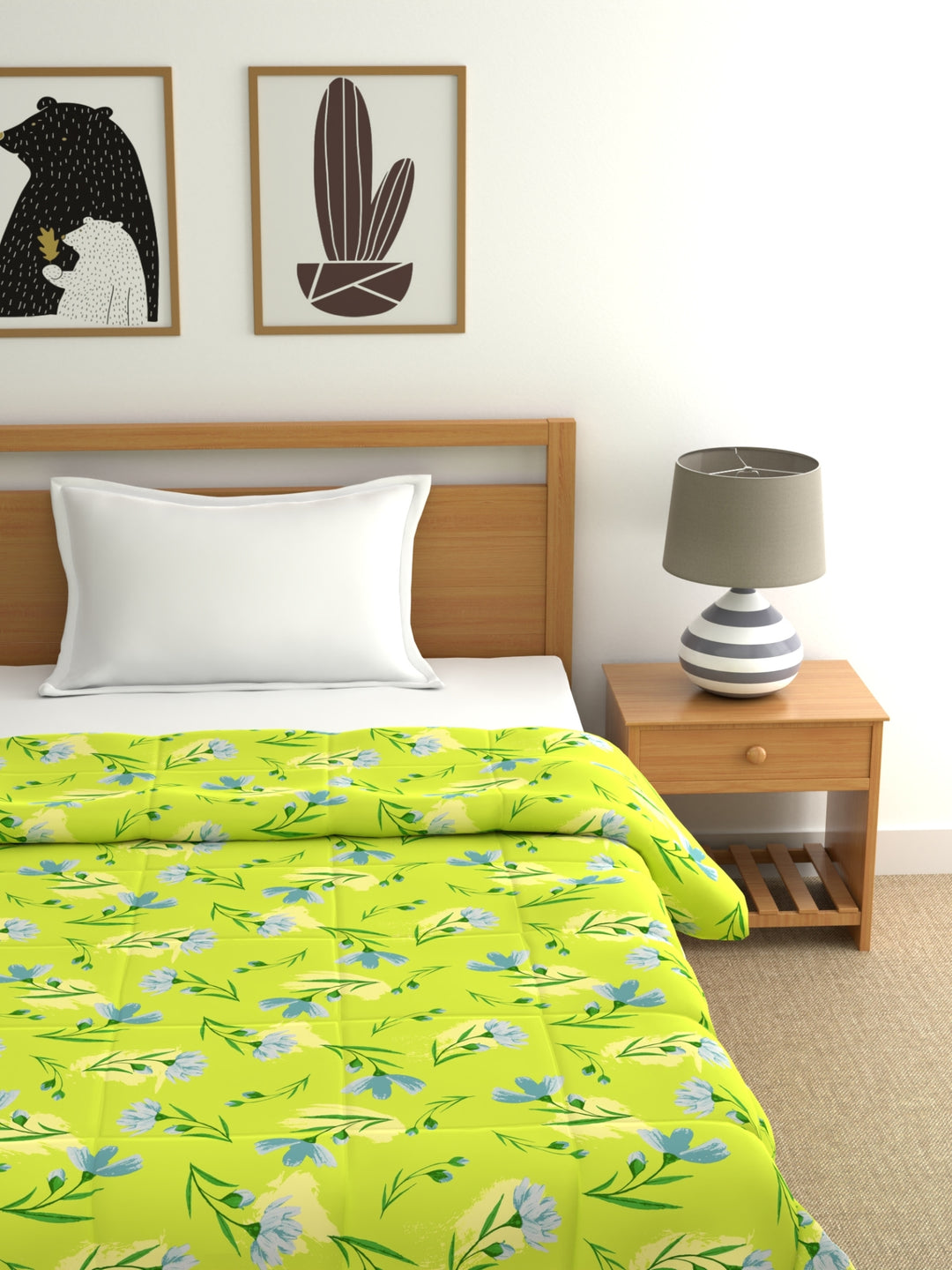 Home Ecstasy 100% Cotton Ethnic Comforter | 200 GSM | Lime Green