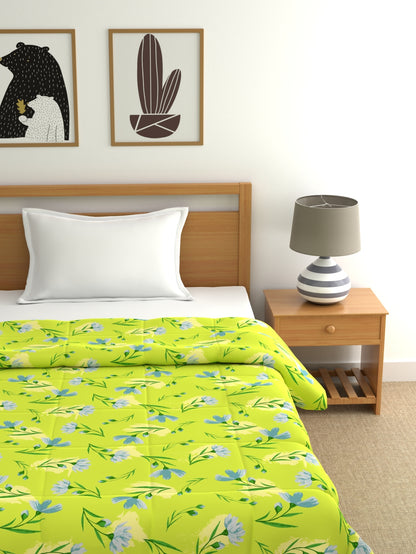 Home Ecstasy 100% Cotton Ethnic Comforter | 200 GSM | Lime Green