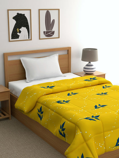 Home Ecstasy 100% Cotton 150 TC Floral Quilt - Colour: Yellow
