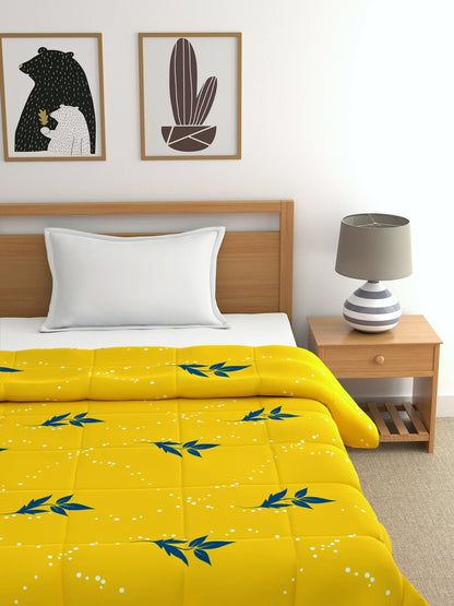 Home Ecstasy 100% Cotton 150 TC Floral Quilt - Colour: Yellow