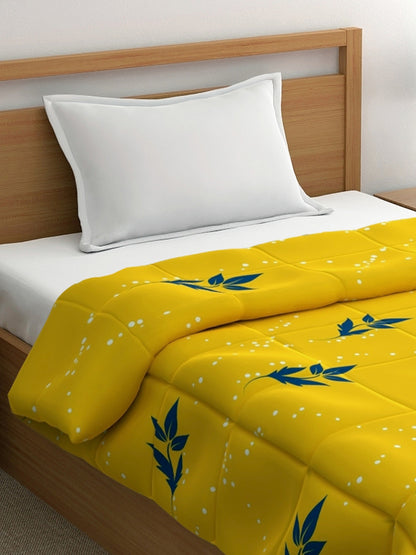 Home Ecstasy 100% Cotton 150 TC Floral Quilt - Colour: Yellow