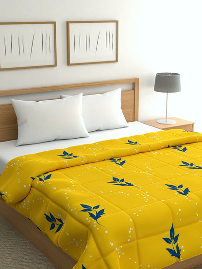 Home Ecstasy 100% Cotton 150 TC Floral Quilt - Colour: Yellow