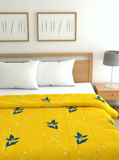 Home Ecstasy 100% Cotton 150 TC Floral Quilt - Colour: Yellow
