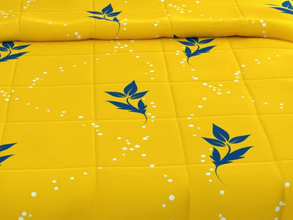 Home Ecstasy 100% Cotton 150 TC Floral Quilt - Colour: Yellow