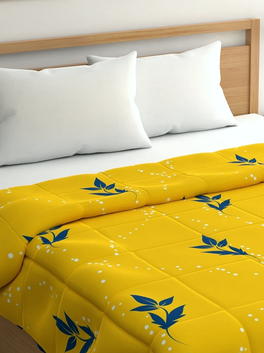 Home Ecstasy 100% Cotton 150 TC Floral Quilt - Colour: Yellow