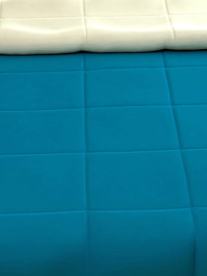 Home Ecstasy Wrinkle and Fade Resistant 150 GSM Solid Quilt (Comforter) - Colour: Aqua Blue & Ivory