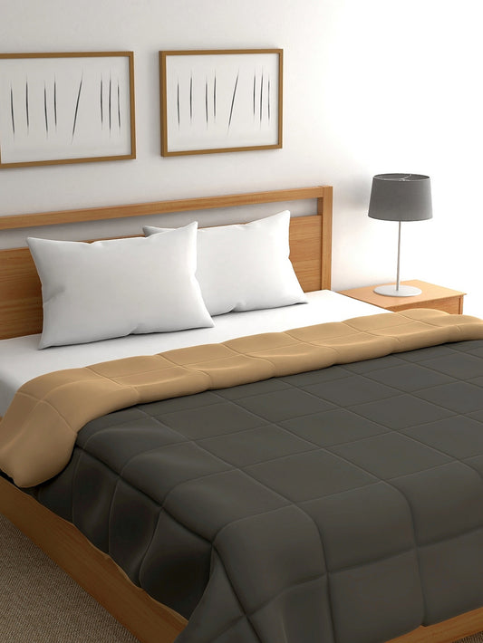 Home Ecstasy 100% Cotton Solid Comforter | 200 GSM | Beige & Grey