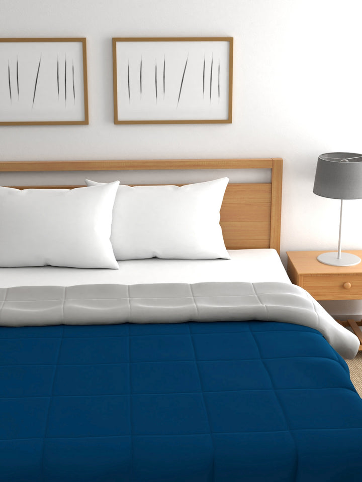 Home Ecstasy 100% Cotton Solid Comforter | 200 GSM | Ash Grey And Navy
