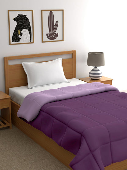 Home Ecstasy 100% Cotton Solid Comforter | 200 GSM | Purple And Pink