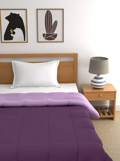 Home Ecstasy 100% Cotton Solid Comforter | 200 GSM | Purple And Pink
