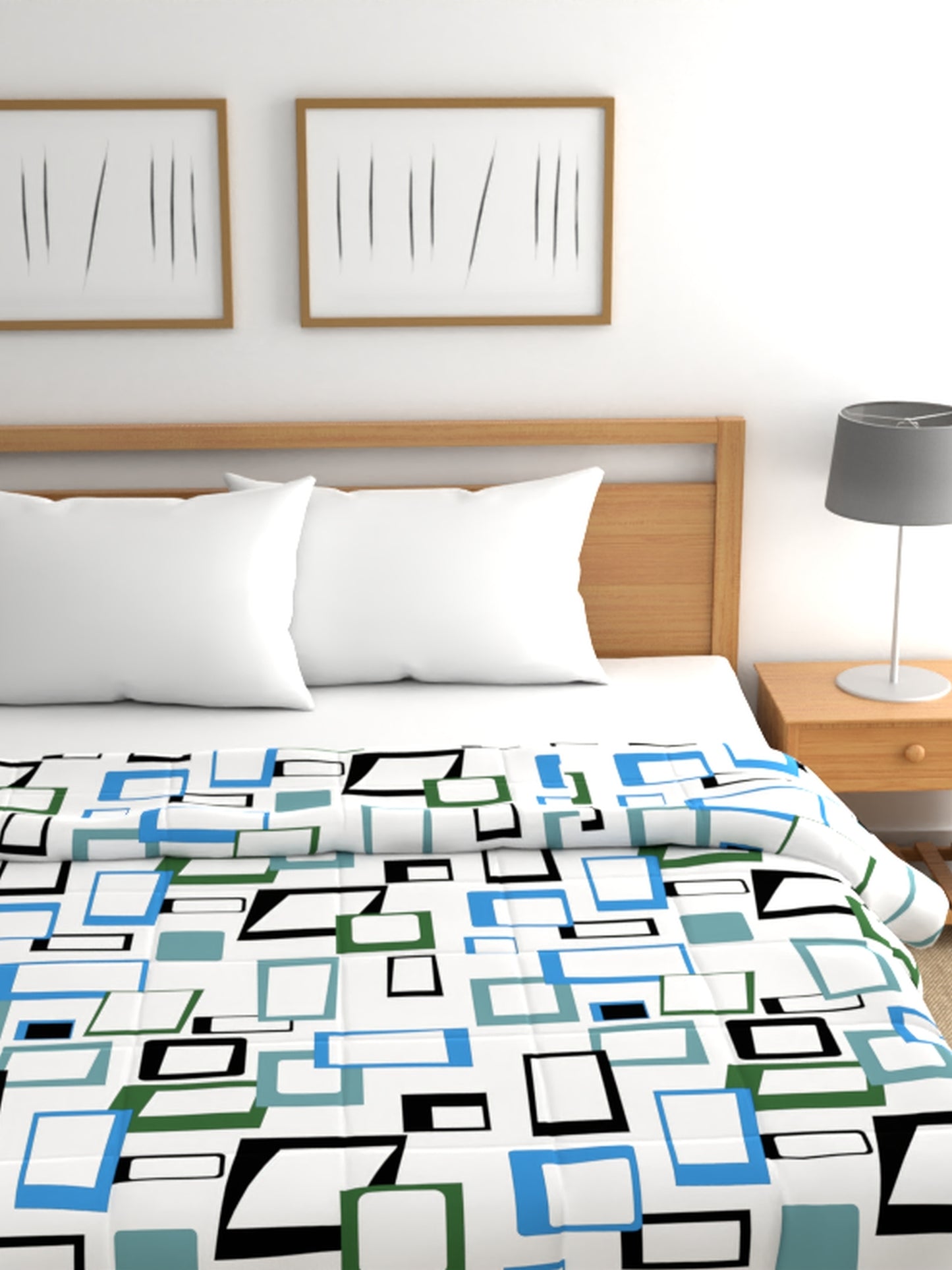 Home Ecstasy 100% Cotton Geometric Comforter | 200 GSM | Blue