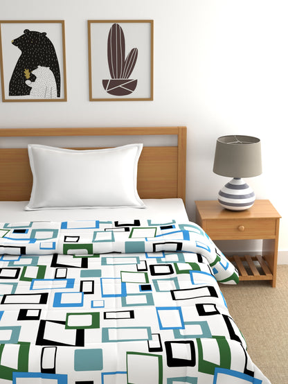 Home Ecstasy 100% Cotton Geometric Comforter | 200 GSM | Blue
