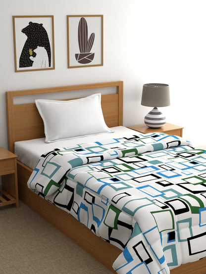Home Ecstasy 100% Cotton Geometric Comforter | 200 GSM | Blue