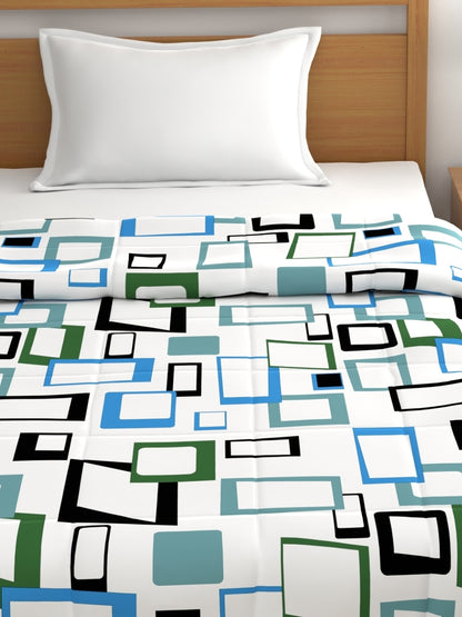 Home Ecstasy 100% Cotton Geometric Comforter | 200 GSM | Blue
