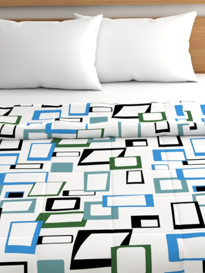 Home Ecstasy 100% Cotton Geometric Comforter | 200 GSM | Blue