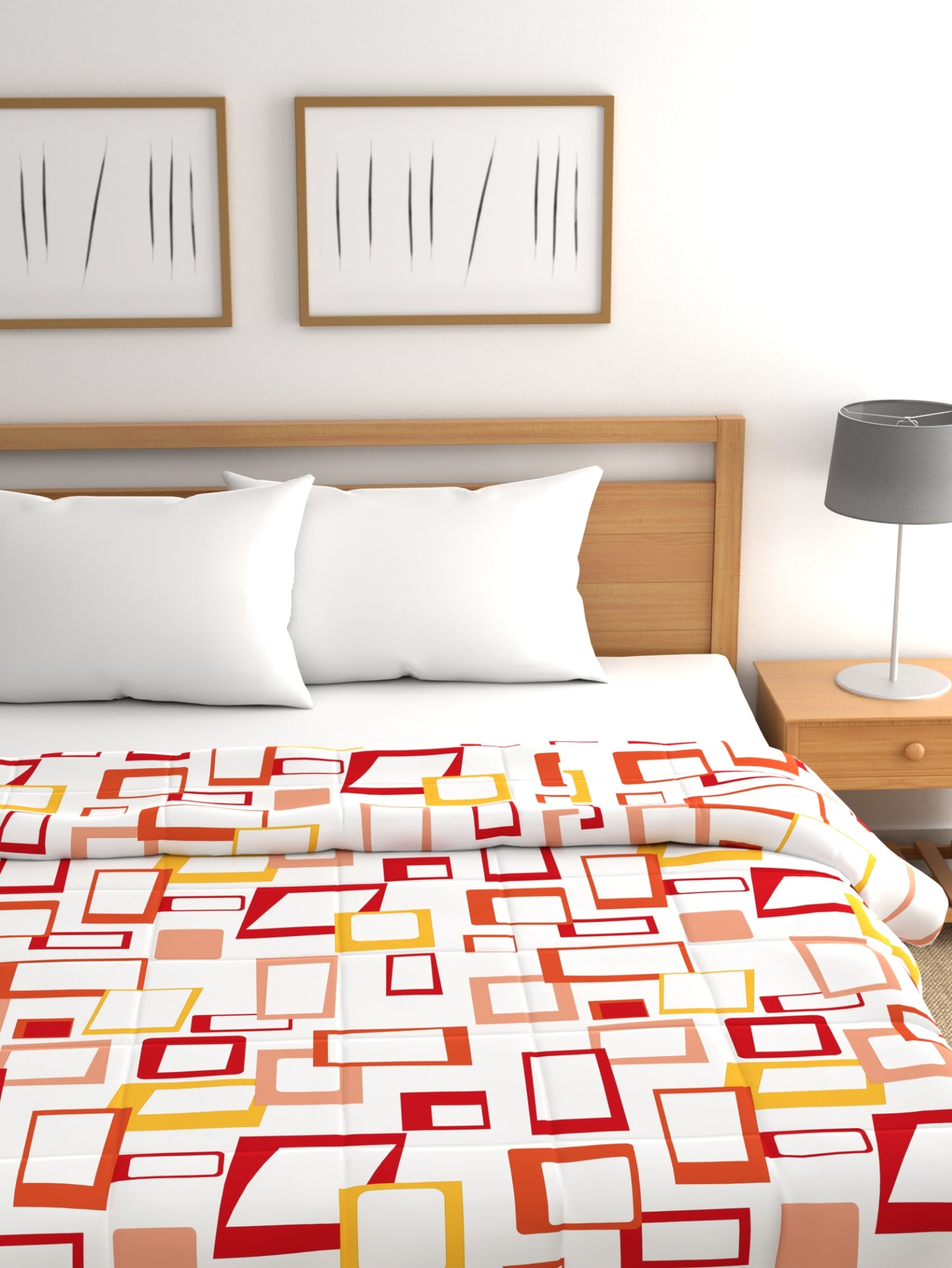 Home Ecstasy 100% Cotton Geometric Comforter | 200 GSM | Orange