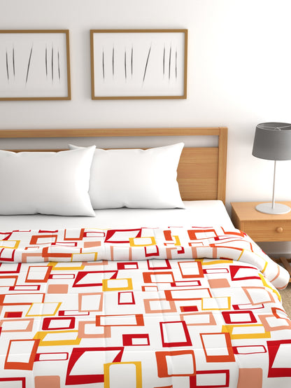 Home Ecstasy 100% Cotton Geometric Comforter | 200 GSM | Orange