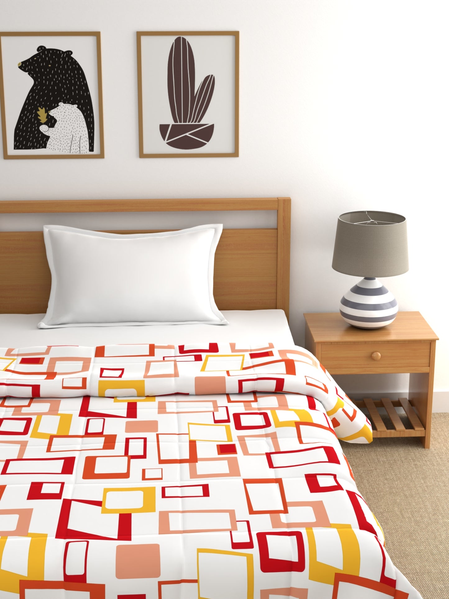Home Ecstasy 100% Cotton Geometric Comforter | 200 GSM | Orange