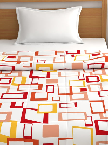 Home Ecstasy 100% Cotton Geometric Comforter | 200 GSM | Orange