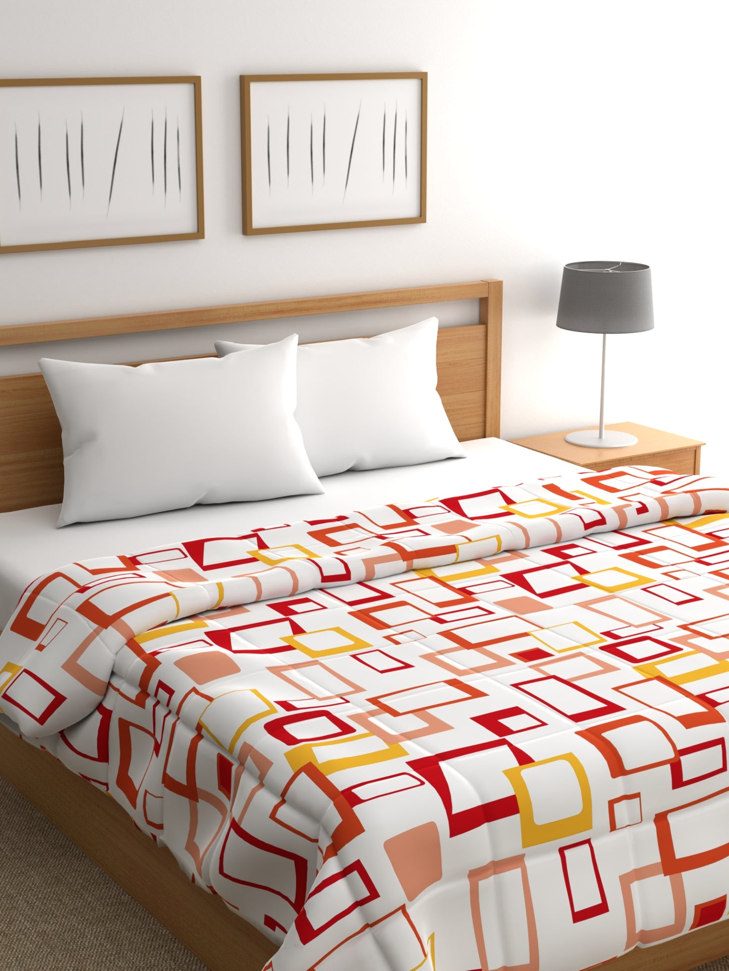 Home Ecstasy 100% Cotton Geometric Comforter | 200 GSM | Orange