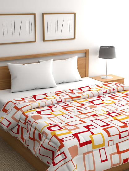 Home Ecstasy 100% Cotton Geometric Comforter | 200 GSM | Orange