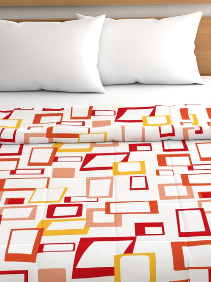 Home Ecstasy 100% Cotton Geometric Comforter | 200 GSM | Orange