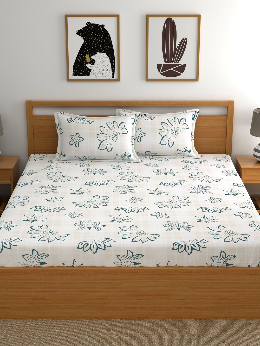 Dreamscape 100% Cotton Floral Bedsheet Set | 300 TC | Multicolour