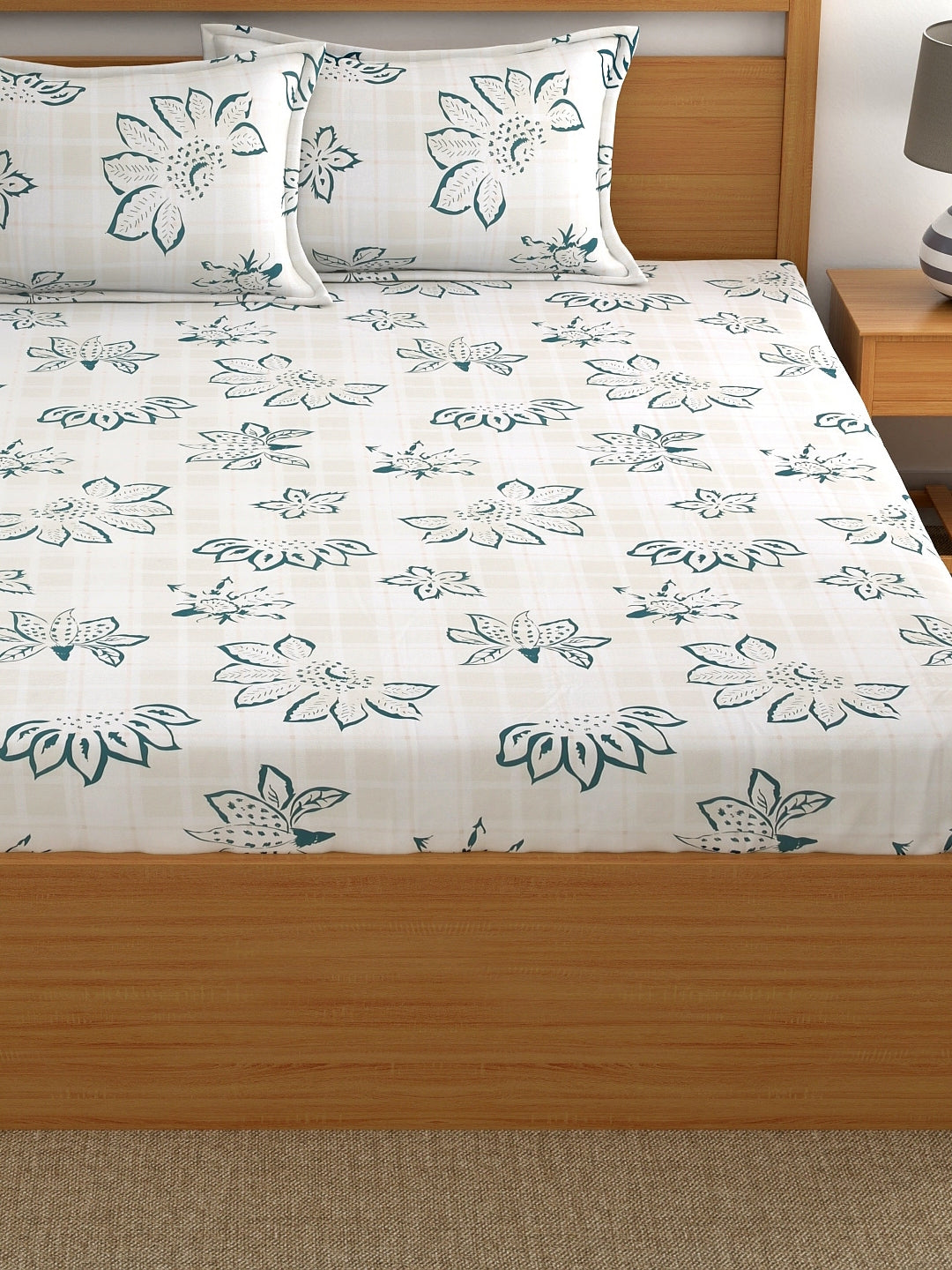 Dreamscape 100% Cotton Floral Bedsheet Set | 300 TC | Multicolour