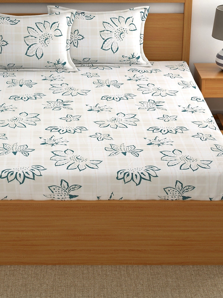 Dreamscape 100% Cotton Floral Bedsheet Set | 300 TC | Multicolour