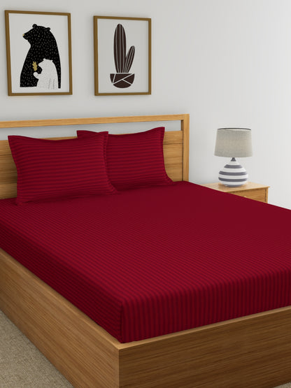 Home Ecstasy 100% Cotton Plain Bedsheet Set | 150 TC | Maroon