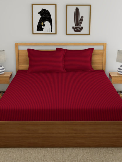 Home Ecstasy 100% Cotton Plain Bedsheet Set | 150 TC | Maroon