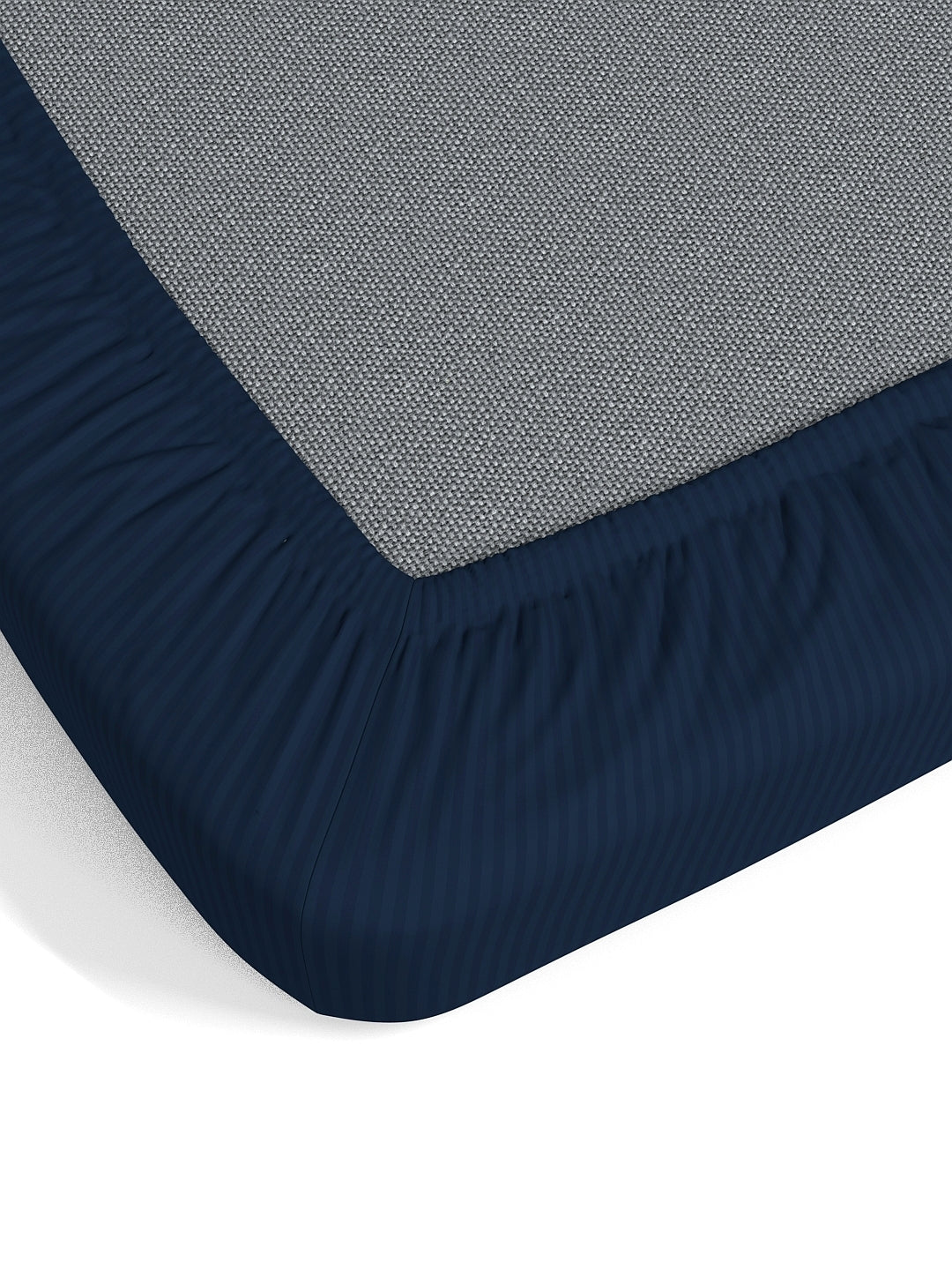 Dreamscape 100% Cotton Stripe Bedsheet Set | 300 TC | Navy Blue