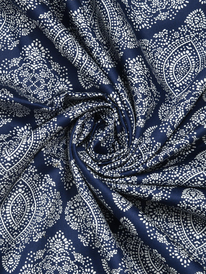 Dreamscape 100% Cotton Premium Bedsheet Set | 300 TC | Navy Blue