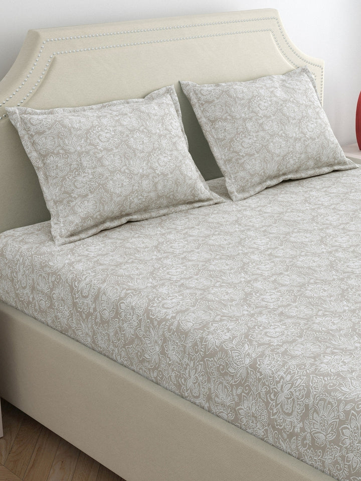 Dreamscape 100% Cotton Premium Bedsheet Set | 300 TC | Beige