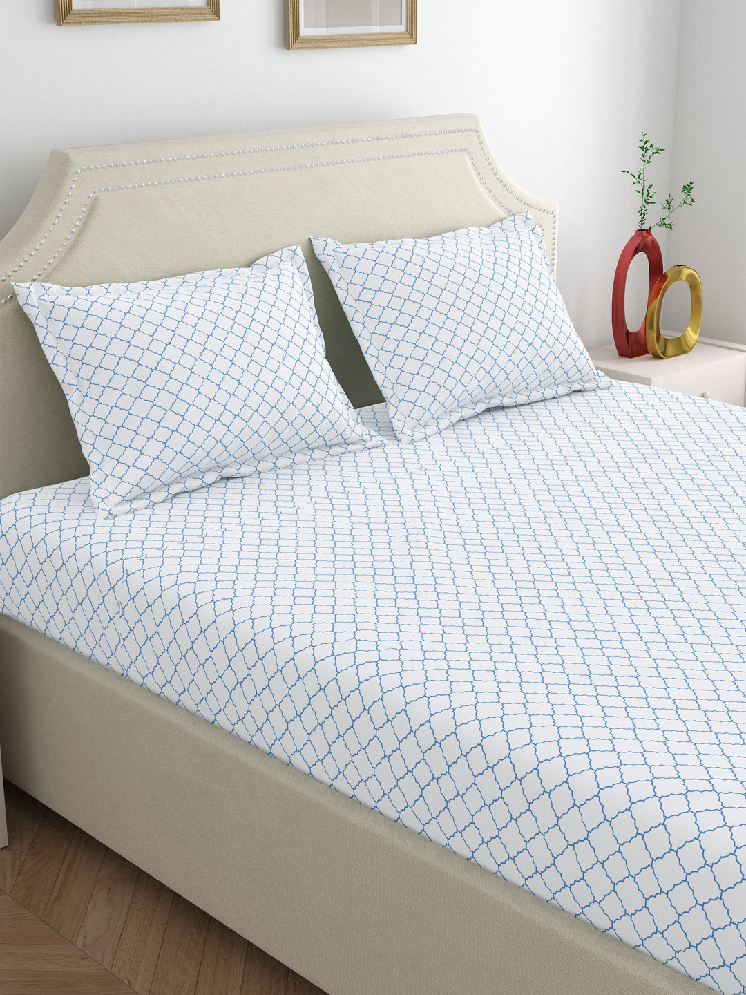 Dreamscape 100% Cotton Premium Bedsheet Set | 300 TC | Off White