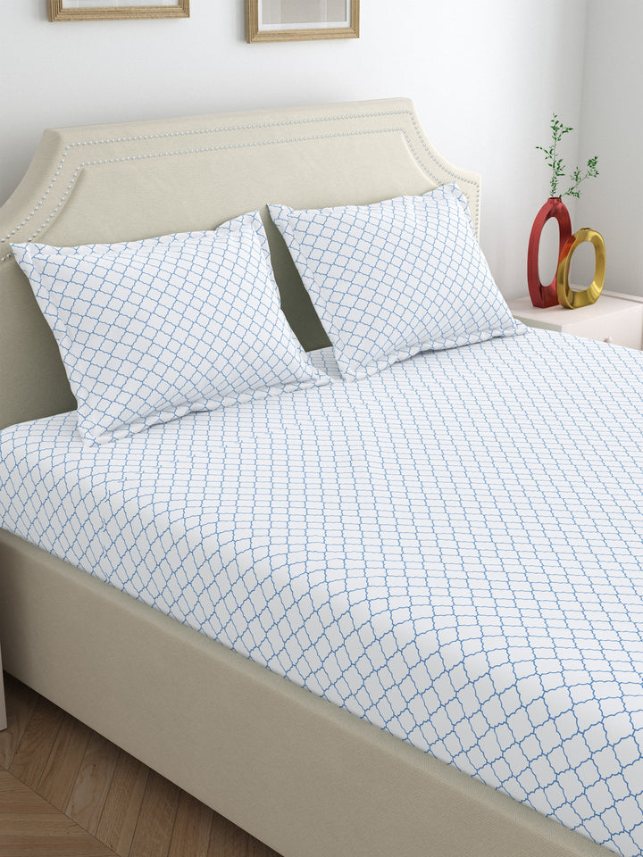Dreamscape 100% Cotton Premium Bedsheet Set | 300 TC | Off White